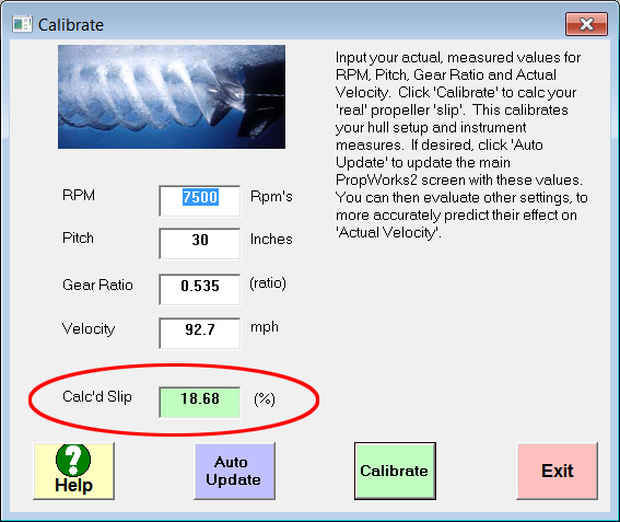 Propeller Calcuator - Calibrate